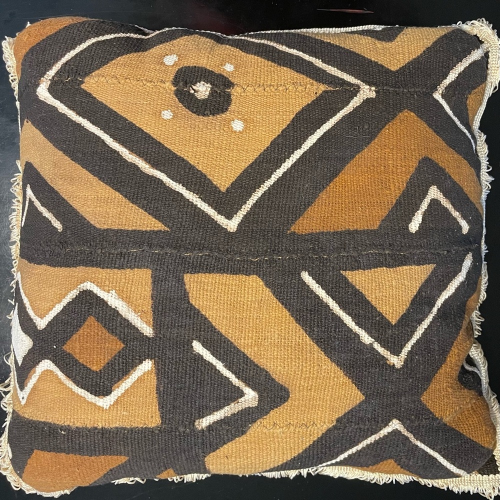 Geometric Brown and Black Mud Cloth Throw Pillow